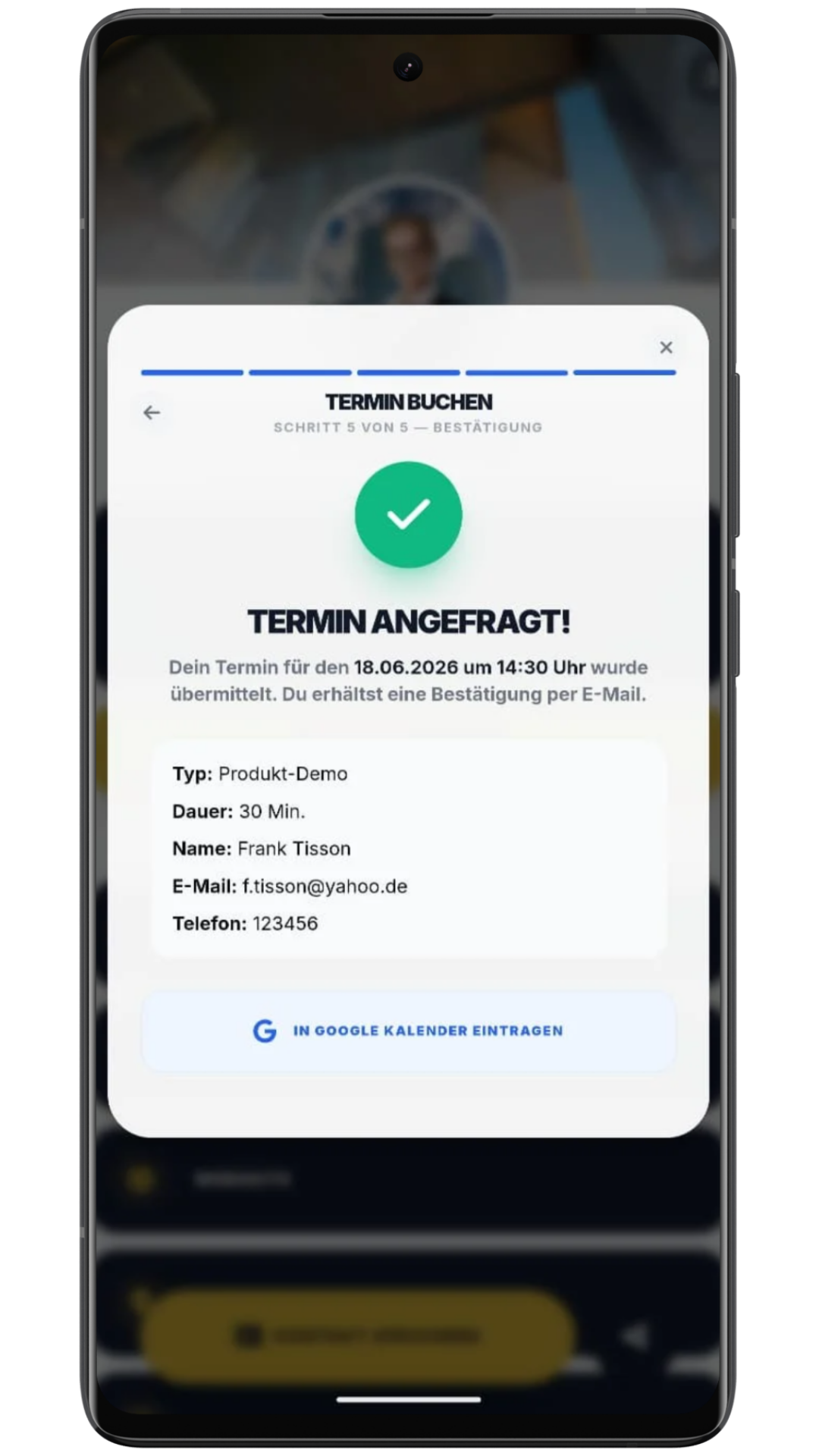 Termin gebucht